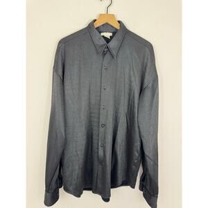 Elliott Metallic Button Down Shirt Mens XXL Charcoal Shimmer Long Sleeve